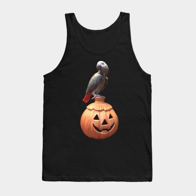 Jack-o-lantern Halloween African Grey Parrot Tank Top by Einstein Parrot